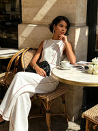 Victoria | Conjunto blanco con top sin mangas y pantalón de pierna ancha