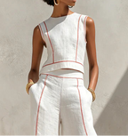 Victoria | Conjunto blanco con top sin mangas y pantalón de pierna ancha