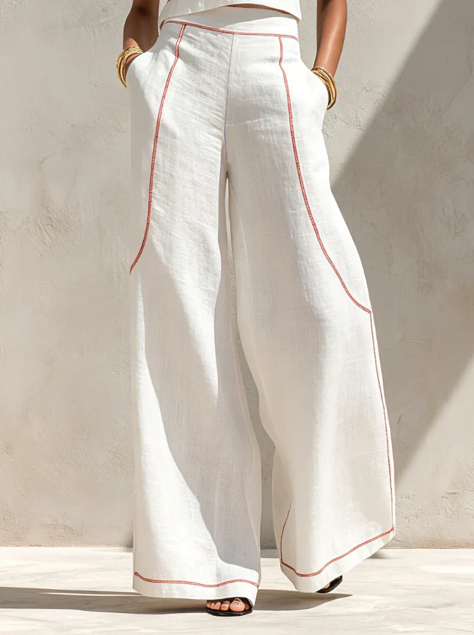 Victoria | Conjunto blanco con top sin mangas y pantalón de pierna ancha