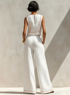 Victoria | Conjunto blanco con top sin mangas y pantalón de pierna ancha