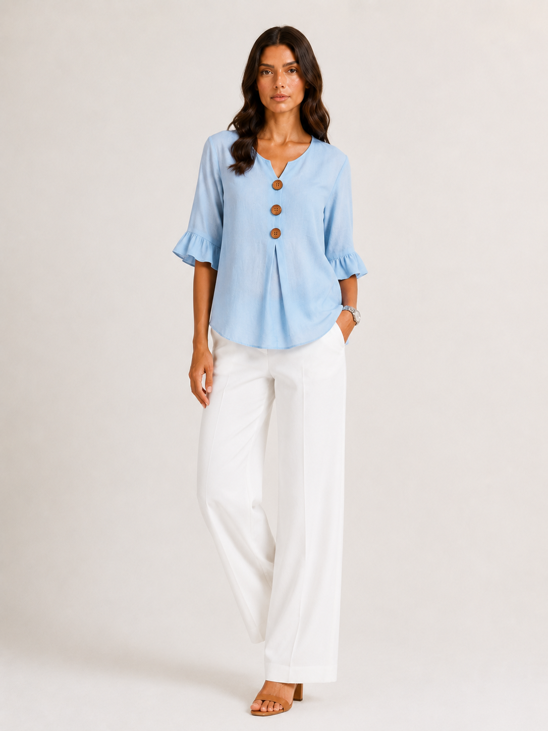 AURA | BLUSA DE LINO CON VOLANTES