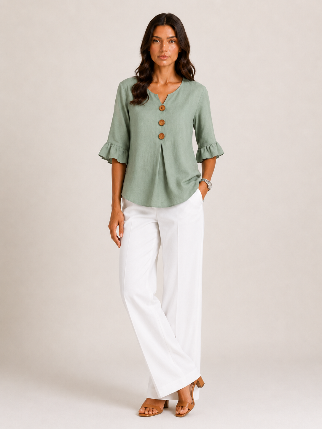 AURA | BLUSA DE LINO CON VOLANTES