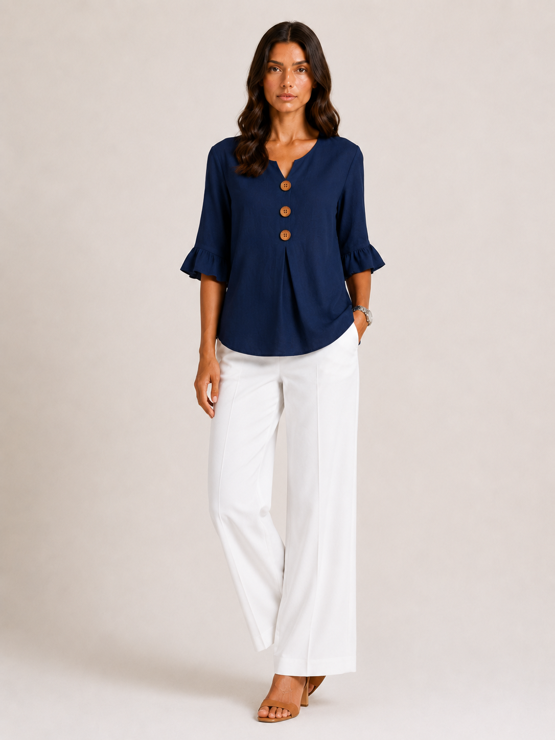 AURA | BLUSA DE LINO CON VOLANTES