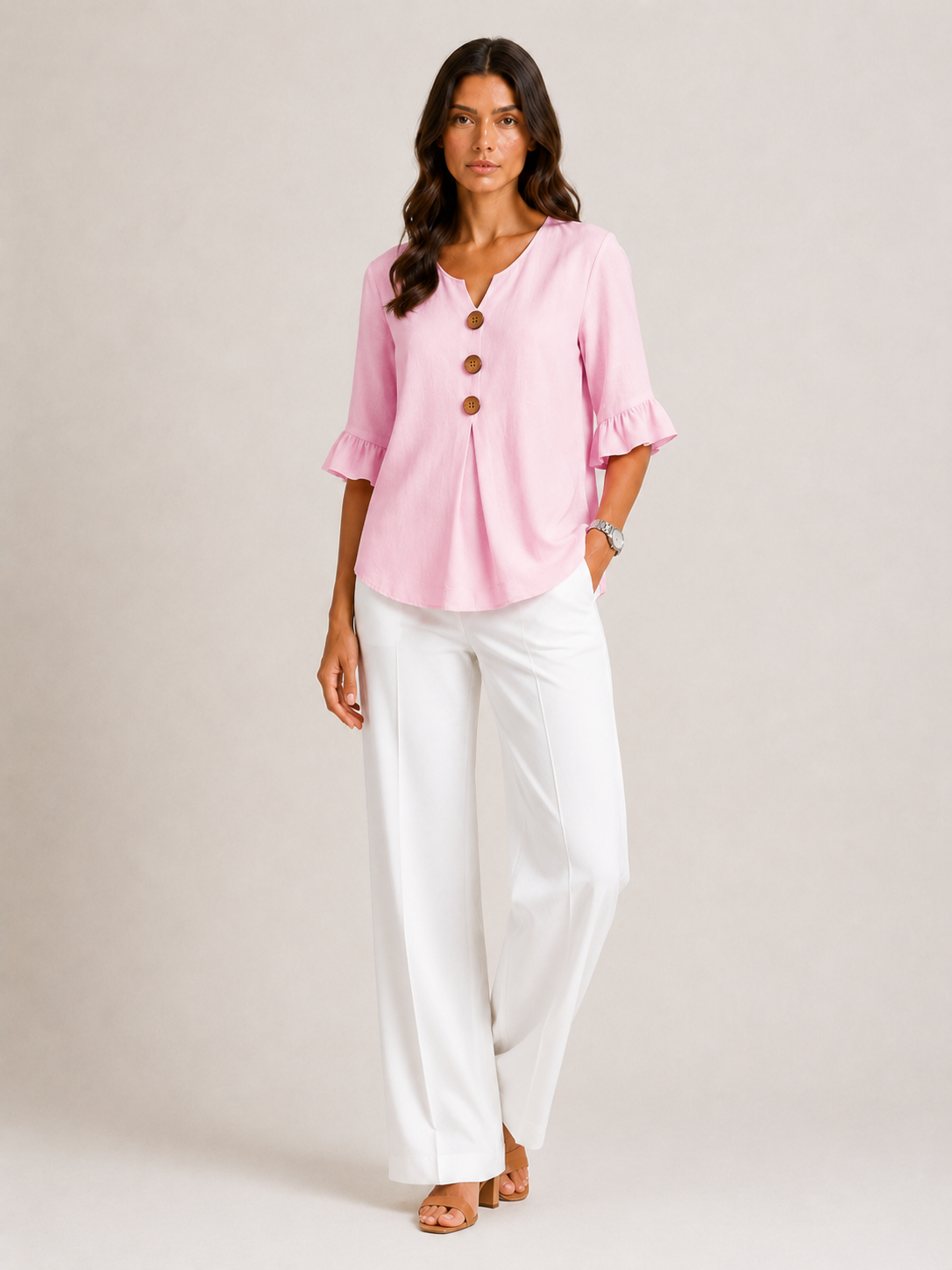 AURA | BLUSA DE LINO CON VOLANTES