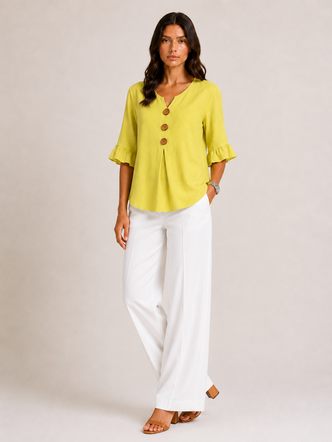 AURA | BLUSA DE LINO CON VOLANTES