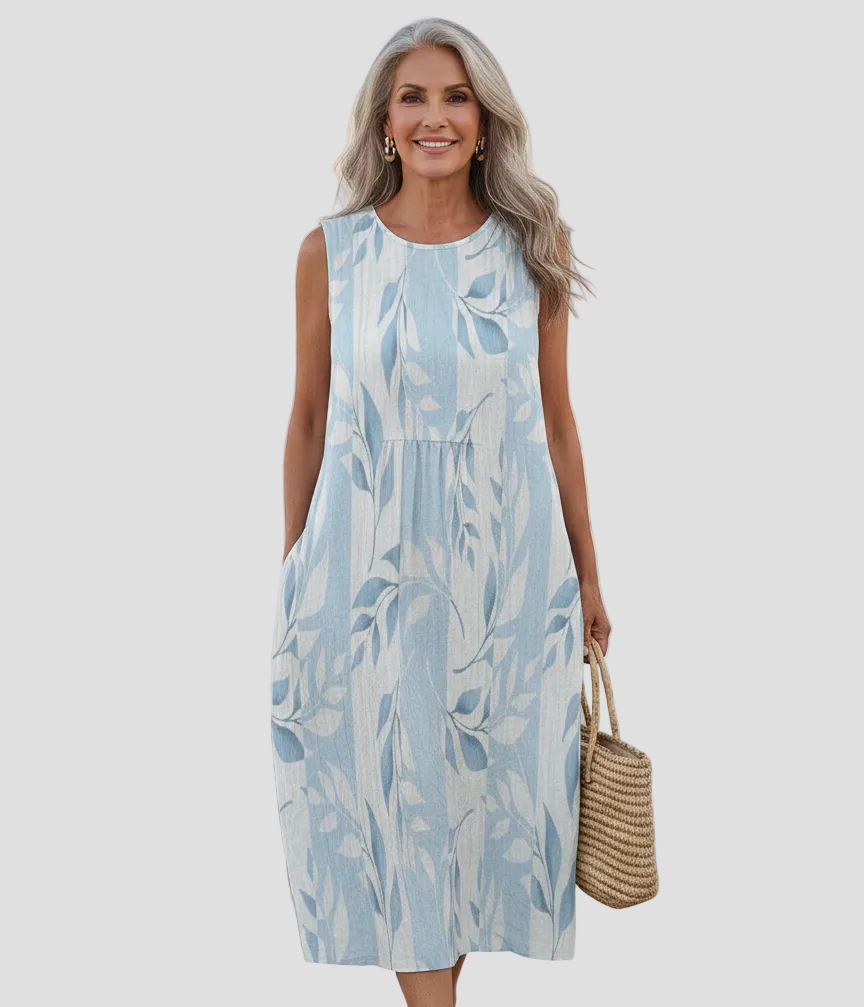 Cristina | Vestido Midi con Estampado de Hojas