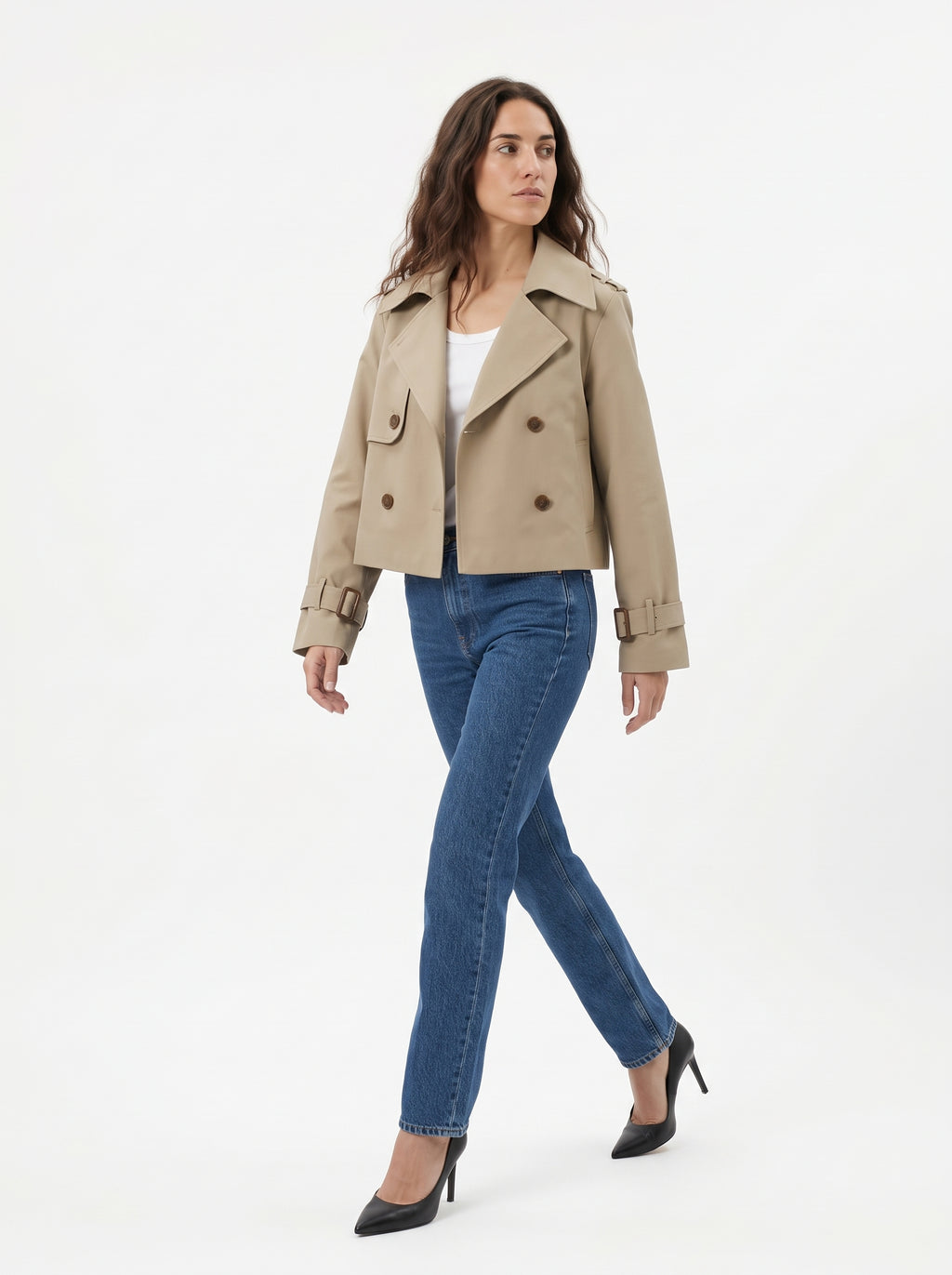 Gabardina Corta Beige