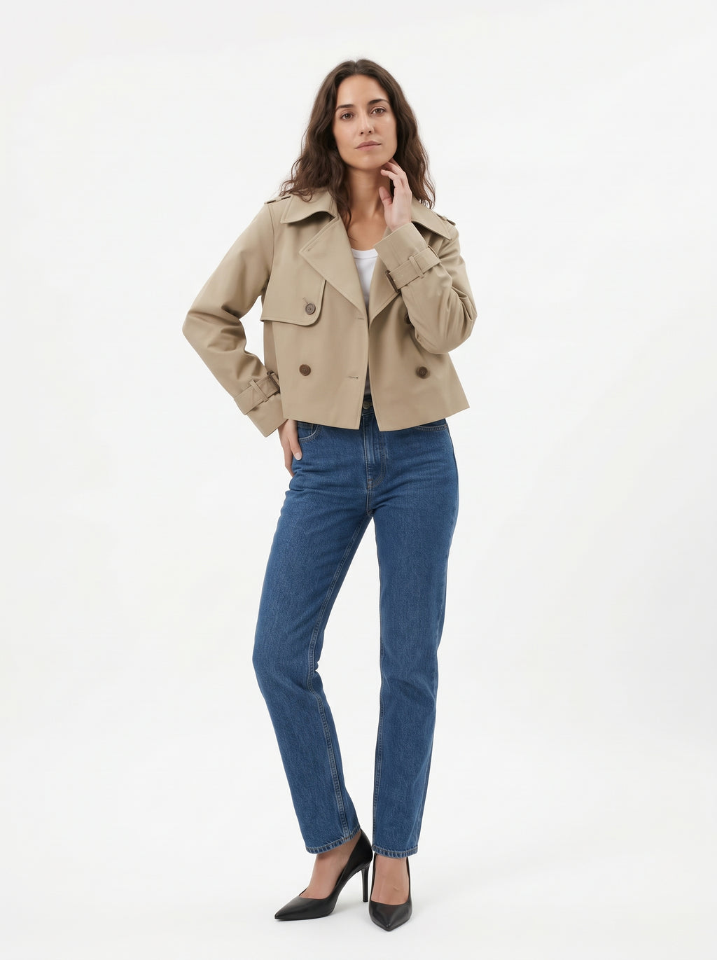 Gabardina Corta Beige
