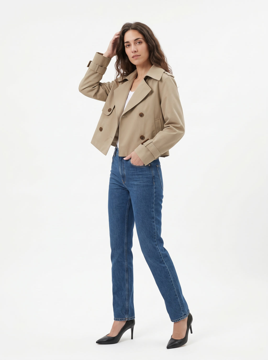 Gabardina Corta Beige