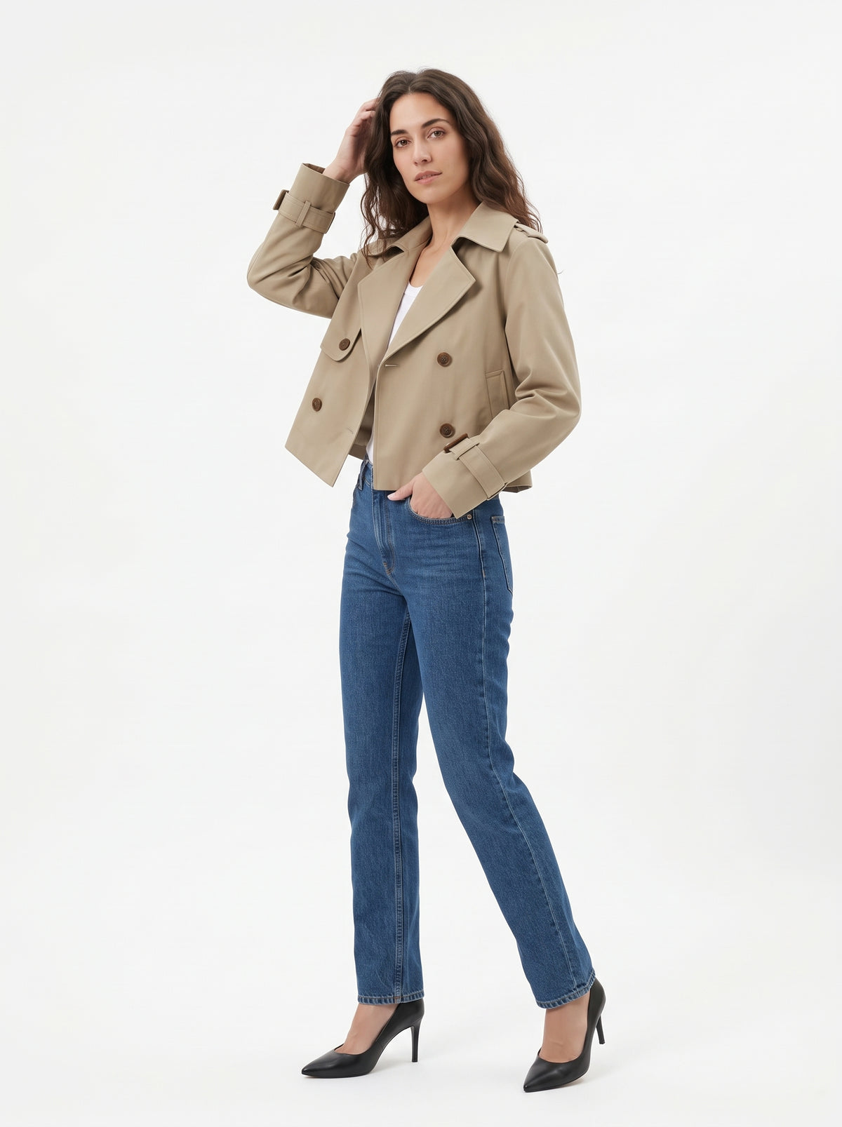 Gabardina Corta Beige