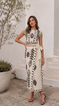 Camila - Conjunto Estampado de Top y Falda