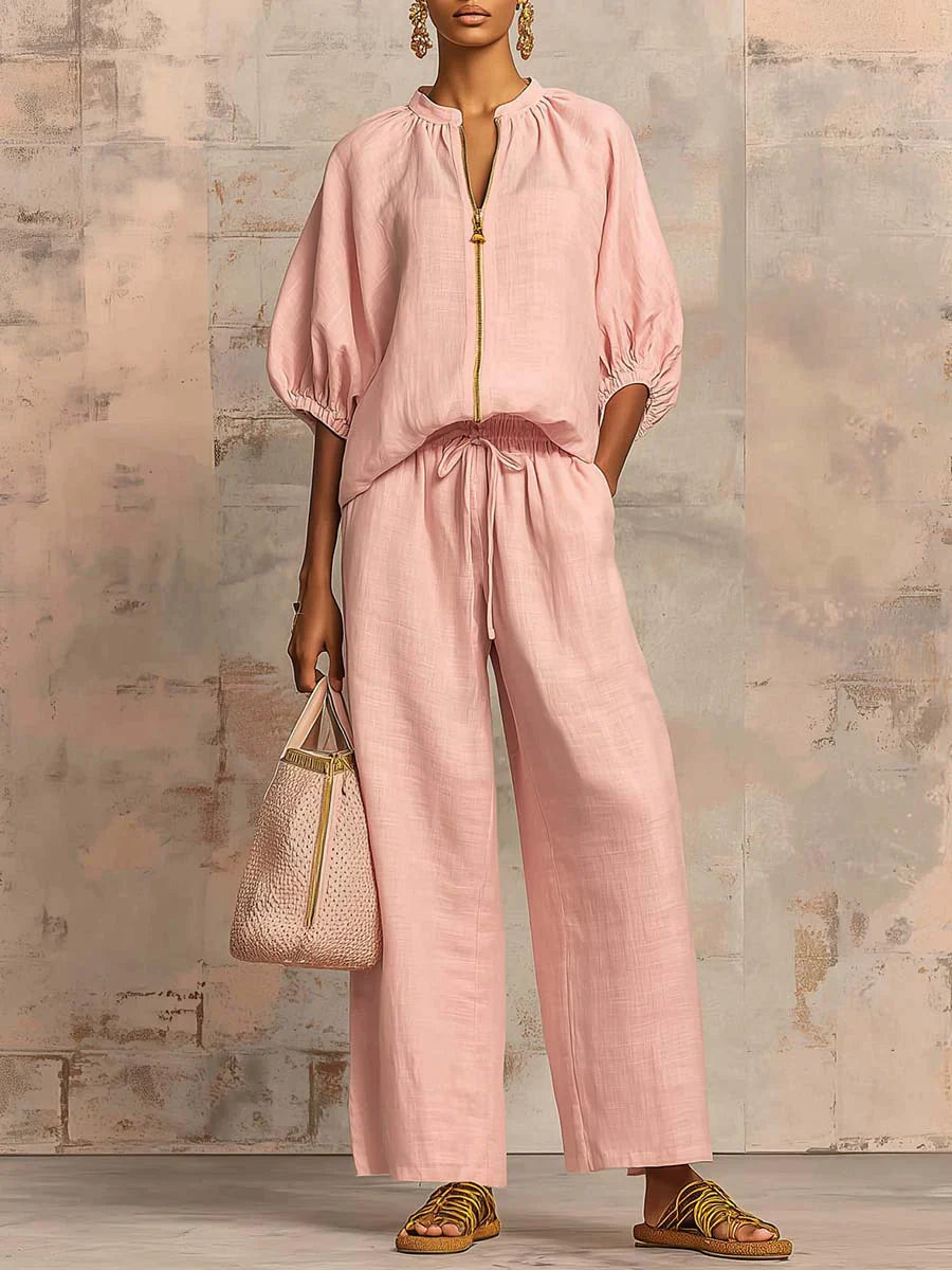 Alba |  Camisa de estilo relajado y pantalón de pernera ancha