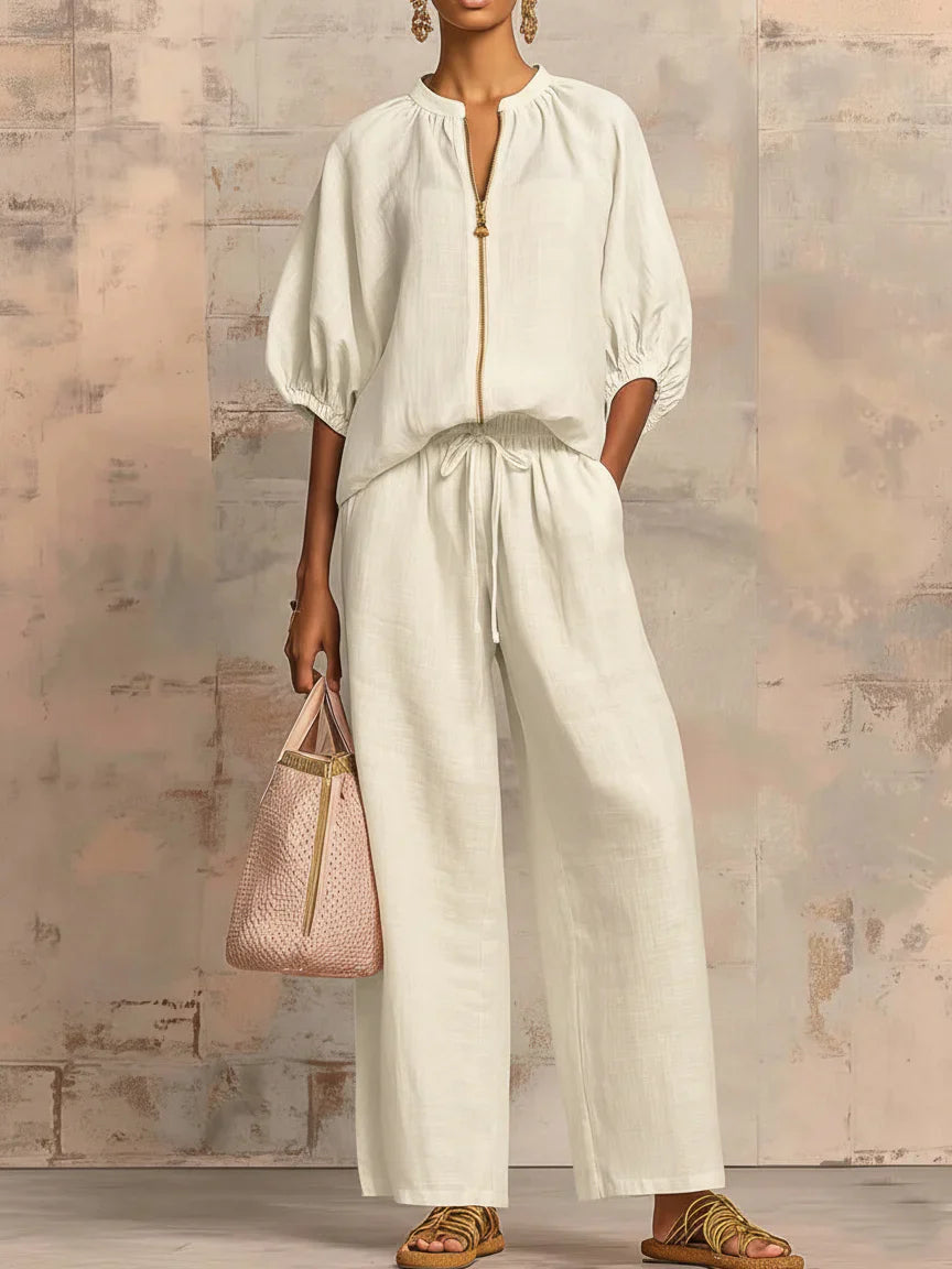 Alba |  Camisa de estilo relajado y pantalón de pernera ancha