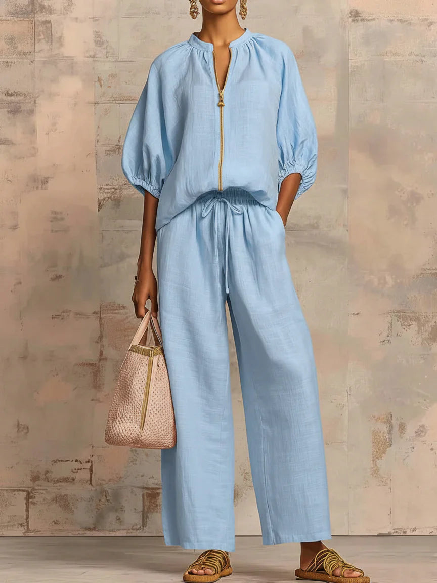 Alba |  Camisa de estilo relajado y pantalón de pernera ancha